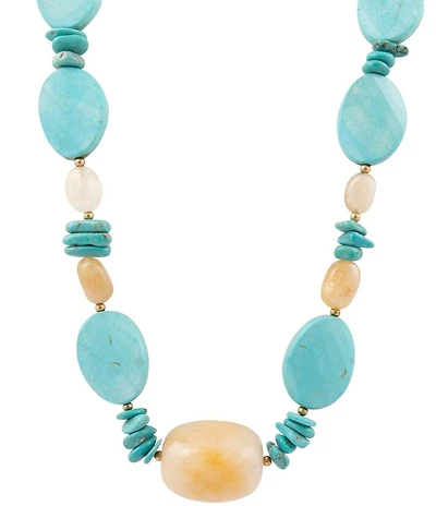 Barse Sunlit Oasis Genuine Stone Long Strand Necklace