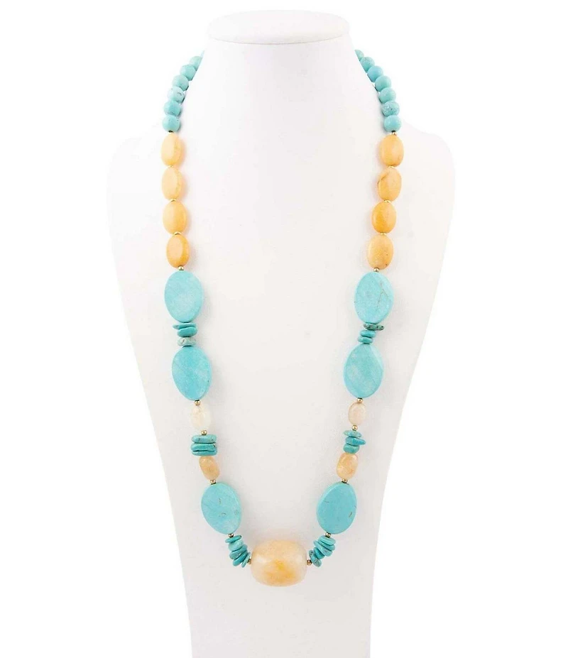 Barse Sunlit Oasis Genuine Stone Long Strand Necklace