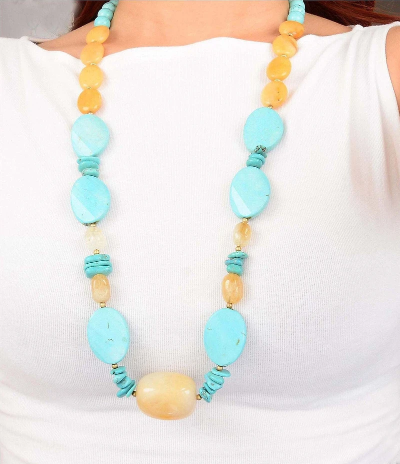 Barse Sunlit Oasis Genuine Stone Long Strand Necklace