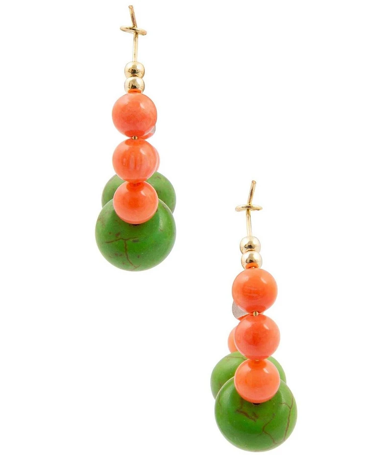 Barse Sunset Bazaar Genuine Stone Beaded Hoop Earrings