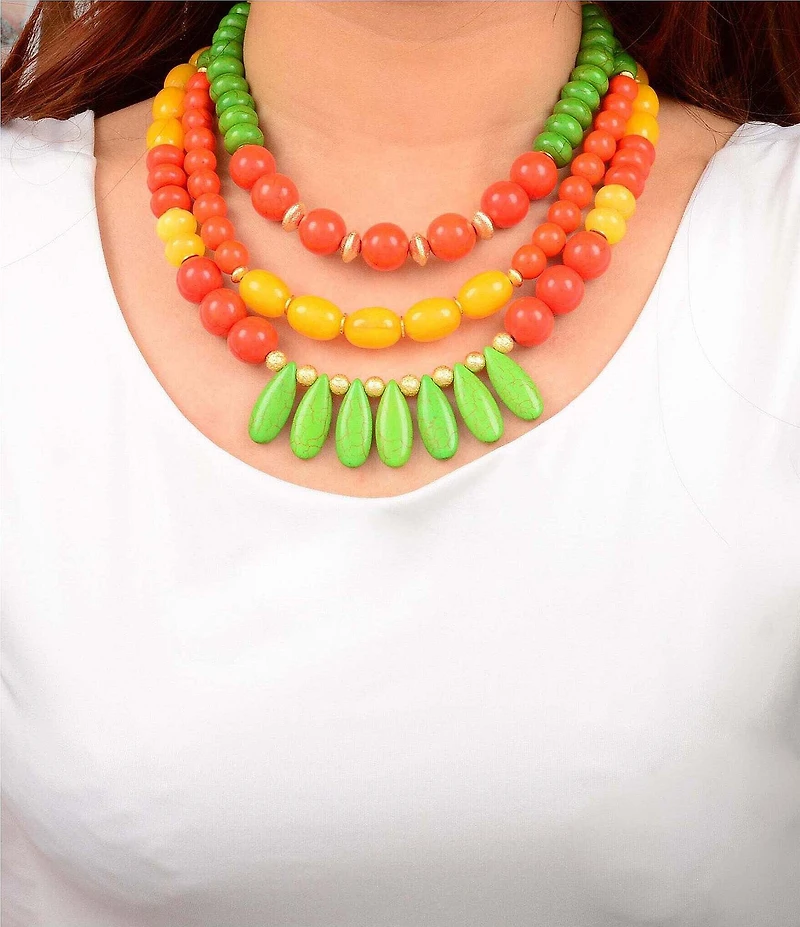 Barse Sunset Bazaar Genuine Stone Beaded Multi-Strand Statement Necklace