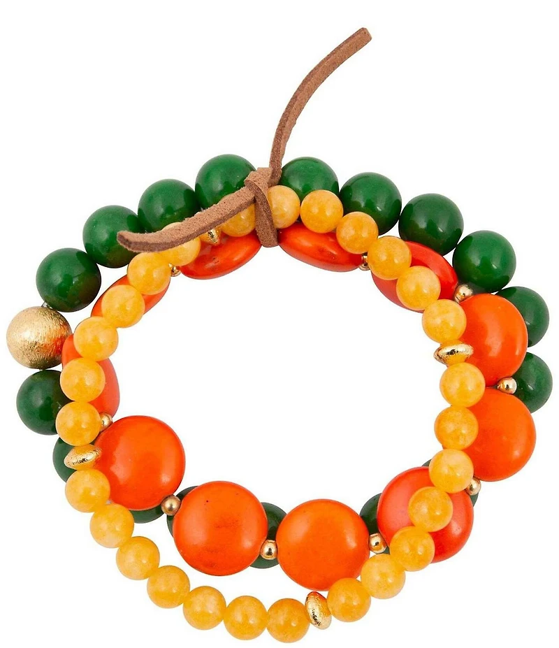 Barse Sunset Bazaar Genuine Stone Beaded Resort Stretch Bracelet Set