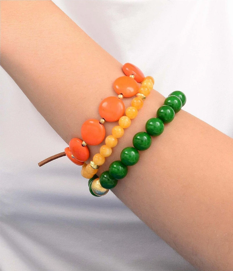 Barse Sunset Bazaar Genuine Stone Beaded Resort Stretch Bracelet Set