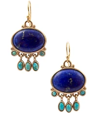 Barse Sunset Mesa Golden Genuine Stone Chandelier Earrings