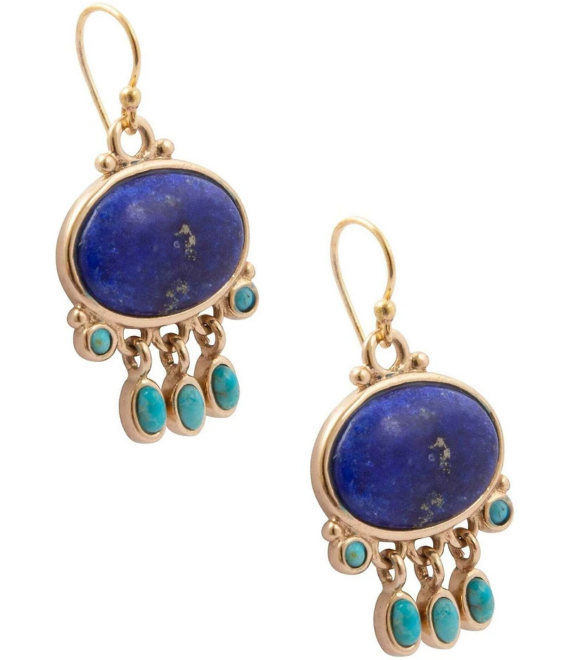 Barse Sunset Mesa Golden Genuine Stone Chandelier Earrings