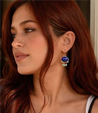 Barse Sunset Mesa Golden Genuine Stone Chandelier Earrings