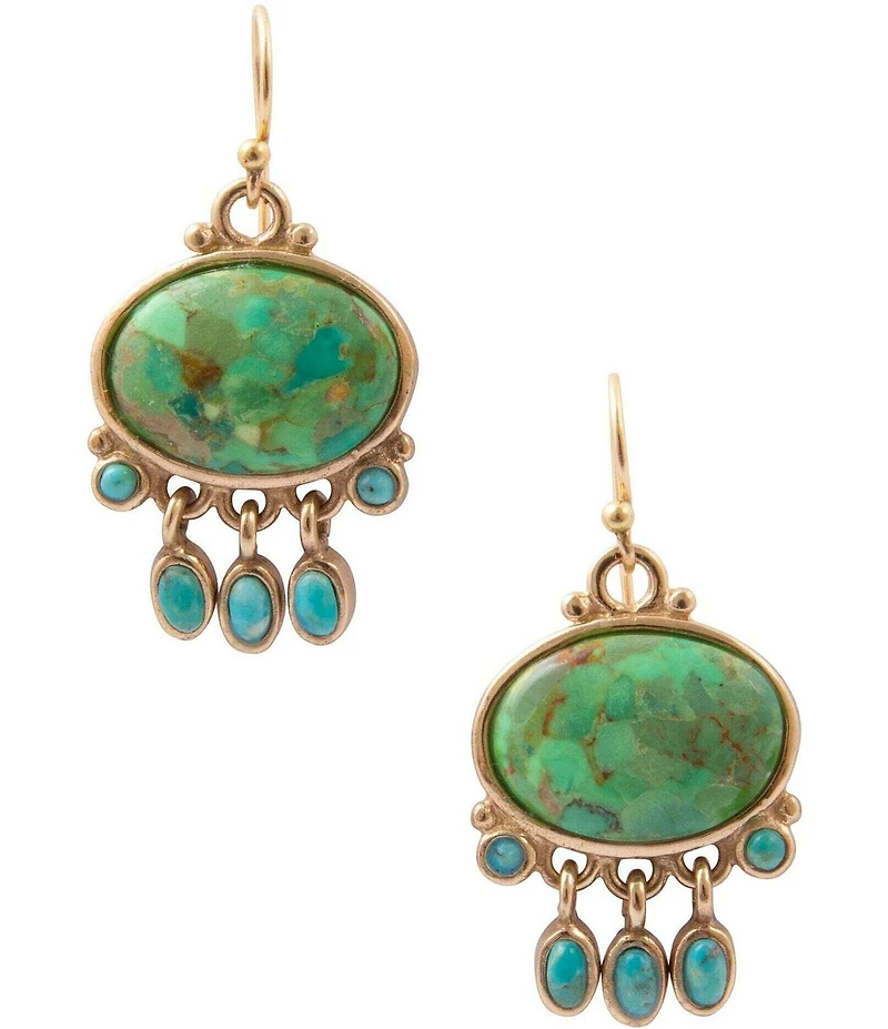 Barse Sunset Mesa Golden Genuine Stone Chandelier Earrings