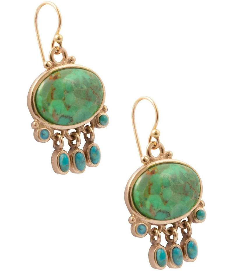 Barse Sunset Mesa Golden Genuine Stone Chandelier Earrings