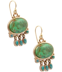 Barse Sunset Mesa Golden Genuine Stone Chandelier Earrings