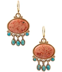 Barse Sunset Mesa Golden Genuine Stone Chandelier Earrings
