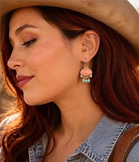Barse Sunset Mesa Golden Genuine Stone Chandelier Earrings