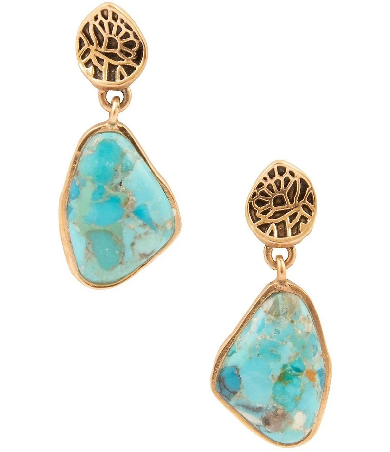Barse Thistle Turquoise Statement Drop Earrings