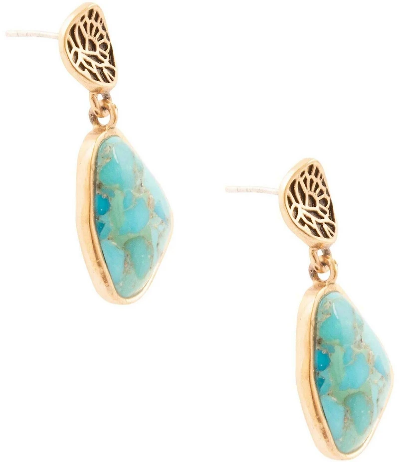 Barse Thistle Turquoise Statement Drop Earrings