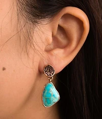 Barse Thistle Turquoise Statement Drop Earrings