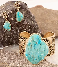 Barse Thistle Turquoise Statement Drop Earrings