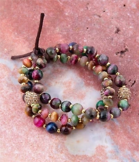 Barse Tiger's Eye Beaded Stretch Bracelet Set