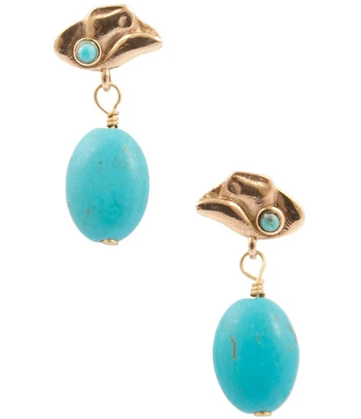 Barse Turquoise Cowboy Bead Drop Earrings