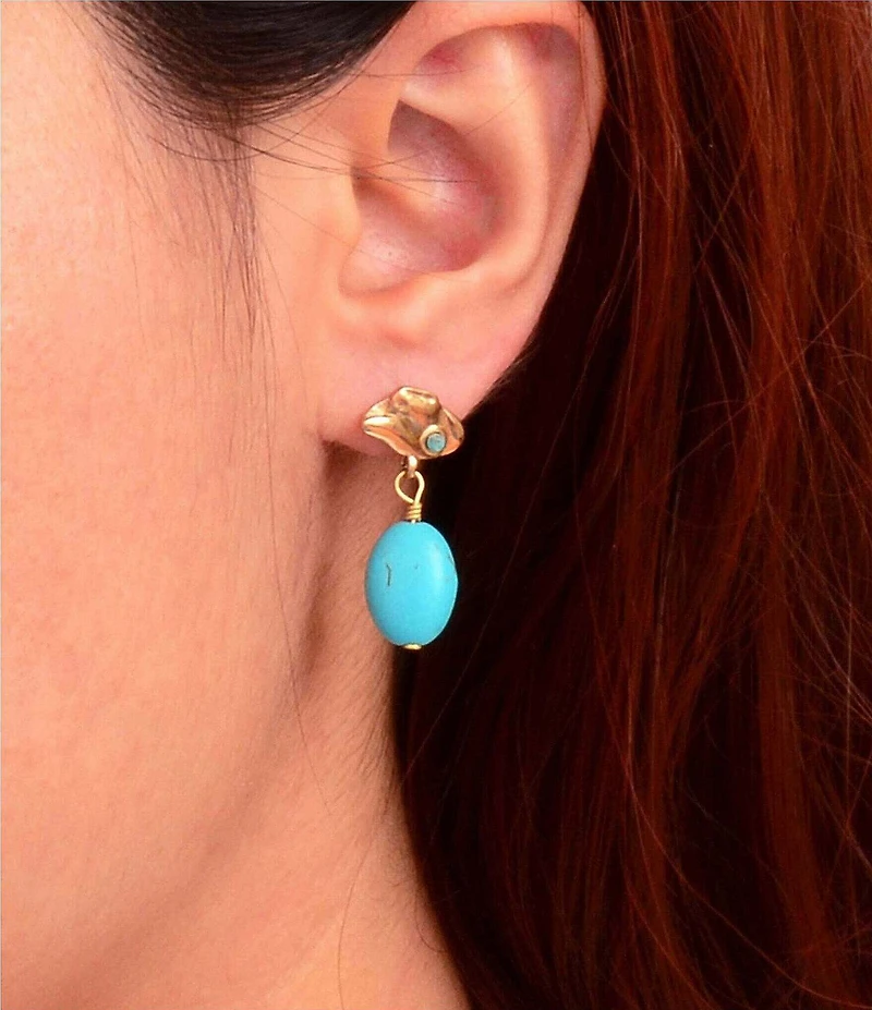 Barse Turquoise Cowboy Bead Drop Earrings