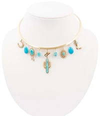 Barse Turquoise Cowboy Cactus Collar Necklace