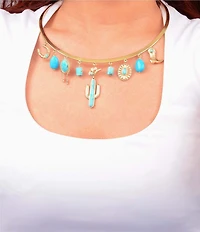Barse Turquoise Cowboy Cactus Collar Necklace