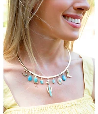 Barse Cowboy Cactus Turquoise Collar Necklace