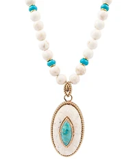 Barse Turquoise Ethereal Beaded Lace Long Pendant Necklace