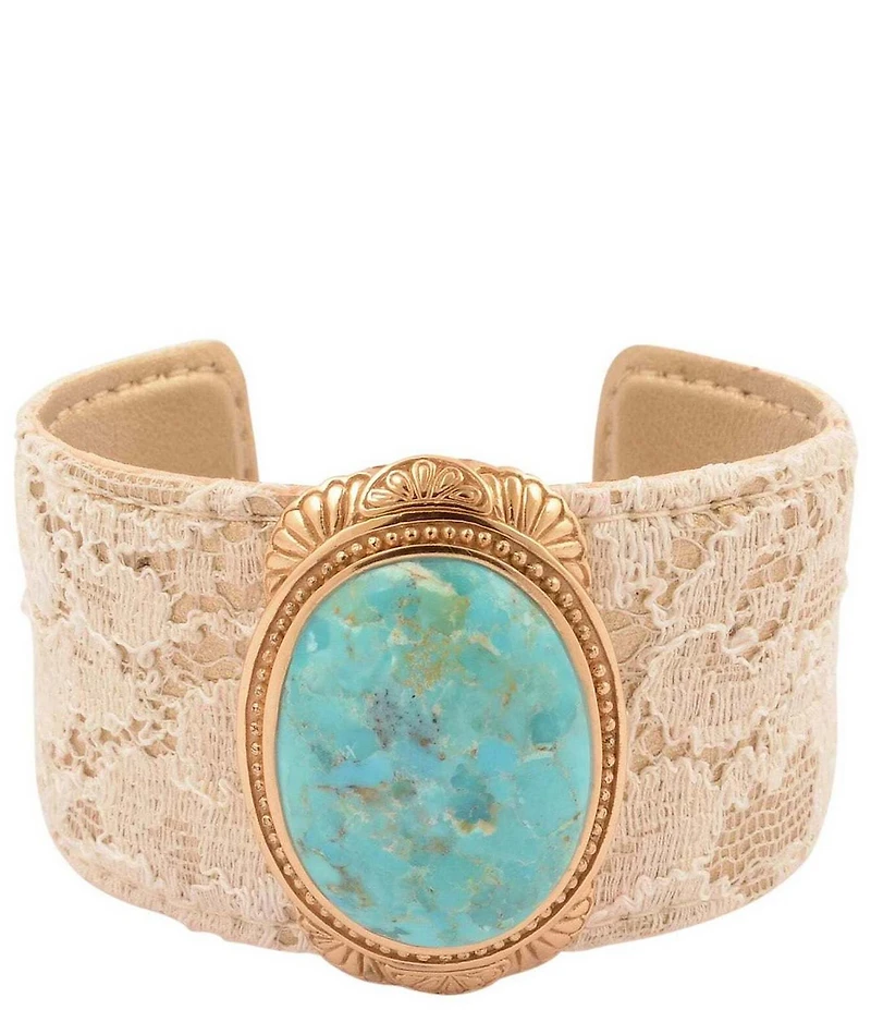 Barse Turquoise Ethereal Lace Statement Cuff Bracelet
