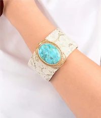 Barse Turquoise Ethereal Lace Statement Cuff Bracelet