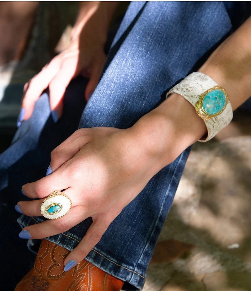Barse Ethereal Lace Turquoise Statement Cuff Bracelet
