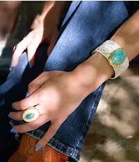 Barse Turquoise Ethereal Lace Statement Cuff Bracelet