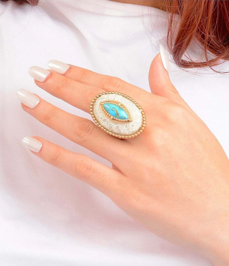 Barse Turquoise Ethereal Lace Statement Ring