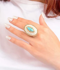 Barse Turquoise Ethereal Lace Statement Ring