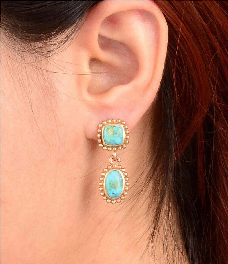 Barse Turquoise Horizon Drop Earrings