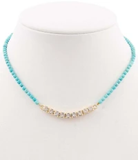 Barse Turquoise Magnesite and CZ Glitzy Collar Necklace