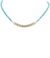 Barse Turquoise Magnesite and CZ Glitzy Collar Necklace