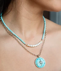 Barse Hepburn Blue Magnesite Golden Necklace