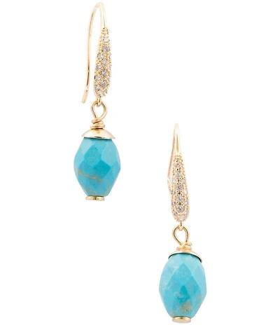 Barse Turquoise Magnesite and CZ Hepburn Drop Earrings