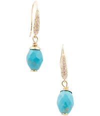 Barse Turquoise Magnesite and CZ Hepburn Drop Earrings