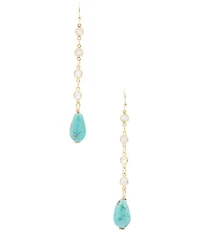 Barse Turquoise Magnesite and CZ Hepburn Linear Earrings