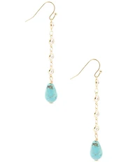 Barse Turquoise Magnesite and CZ Hepburn Linear Earrings