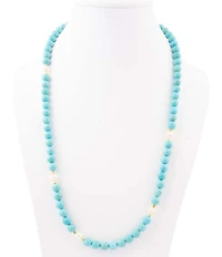 Barse Turquoise Magnesite and Freshwater Pearl Hepburn Long Strand Necklace