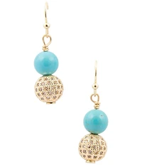 Barse Turquoise Magnesite and Pave CZ Hepburn Drop Earrings
