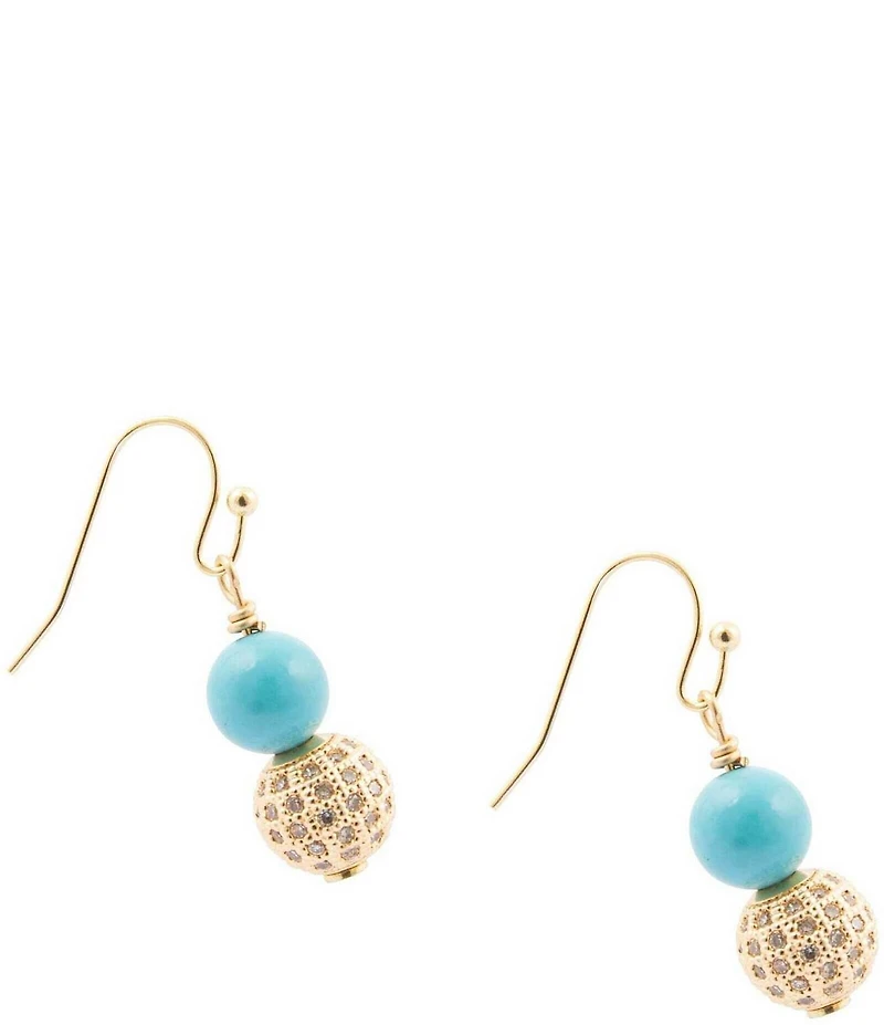Barse Turquoise Magnesite and Pave CZ Hepburn Drop Earrings