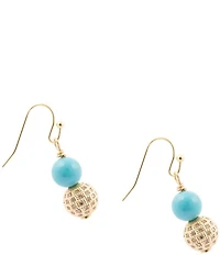 Barse Turquoise Magnesite and Pave CZ Hepburn Drop Earrings