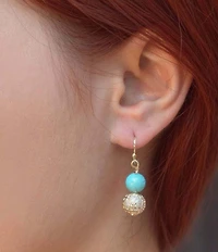 Barse Turquoise Magnesite and Pave CZ Hepburn Drop Earrings