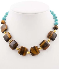 Barse Turquoise Magnesite and Tiger's Eye Desert Sky Collar Necklace