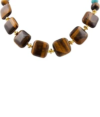 Barse Turquoise Magnesite and Tiger's Eye Desert Sky Collar Necklace