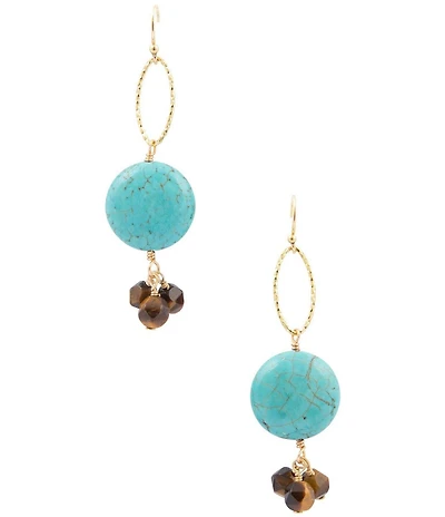 Barse Turquoise Magnesite and Tiger's Eye Desert Sky Drop Earrings