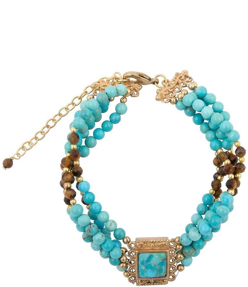 Barse Turquoise Magnesite and Tiger's Eye Desert Sky Line Bracelet