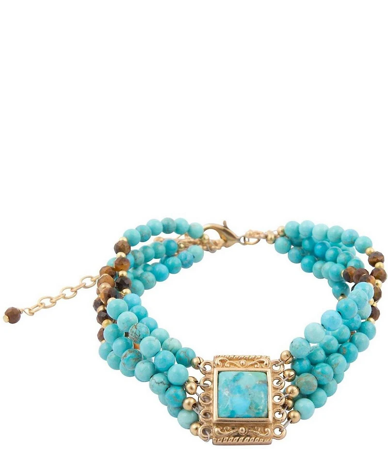 Barse Turquoise Magnesite and Tiger's Eye Desert Sky Line Bracelet